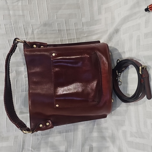 Patricia Nash Rich Brown Leather/ Gold Inlay - Picture 3 of 6